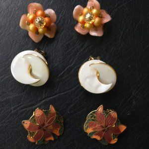 Vintage Clip on Earrings 3 sets- One signed SG
